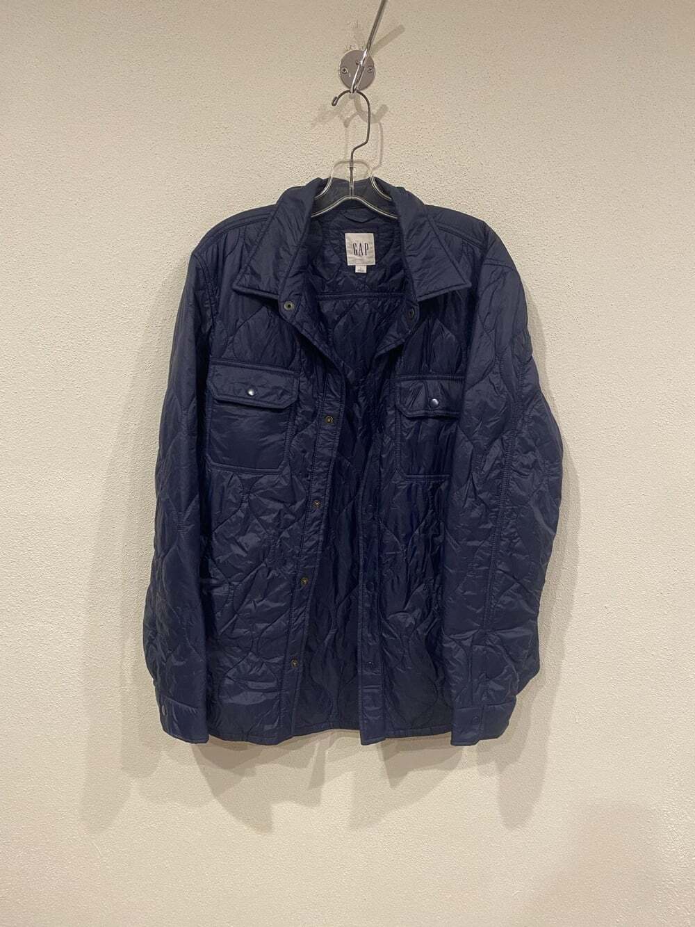 Gap Jacket Mens Large Blue Quilted Snap Front Lightweight Shirt Coat Casual